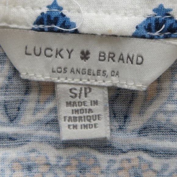 LUCKY BRAND Sleeveless Tie Neck Blouse, Soft Cotton Mix, Size S - Picture 5 of 8